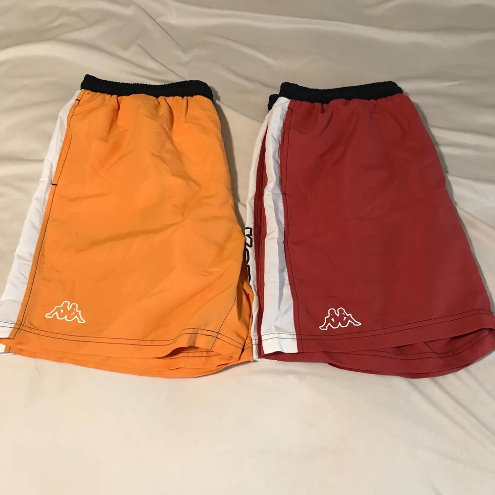 Men’s Kappa Big Spellout Logo Striped Lined Swim trunks Bundle XL